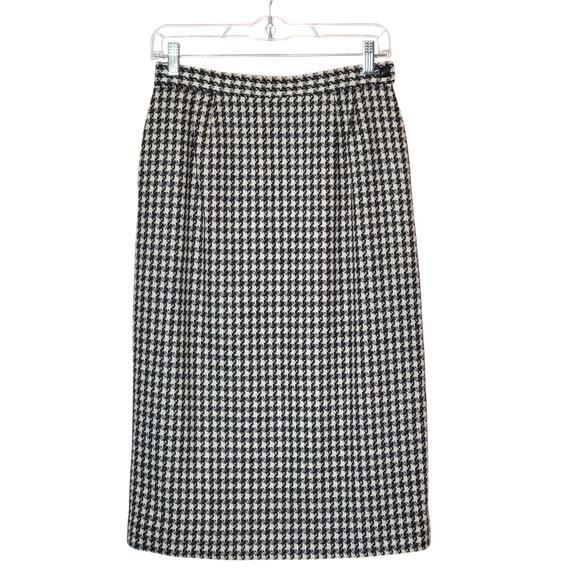 Pendleton Wool Houndstooth Pencil Skirt Black White Midi Office Work Classic 6 - Picture 13 of 13